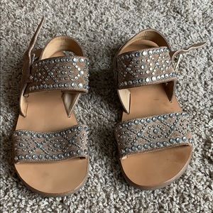 Barbara Barbieri Suede Flat Sandals with Jewels